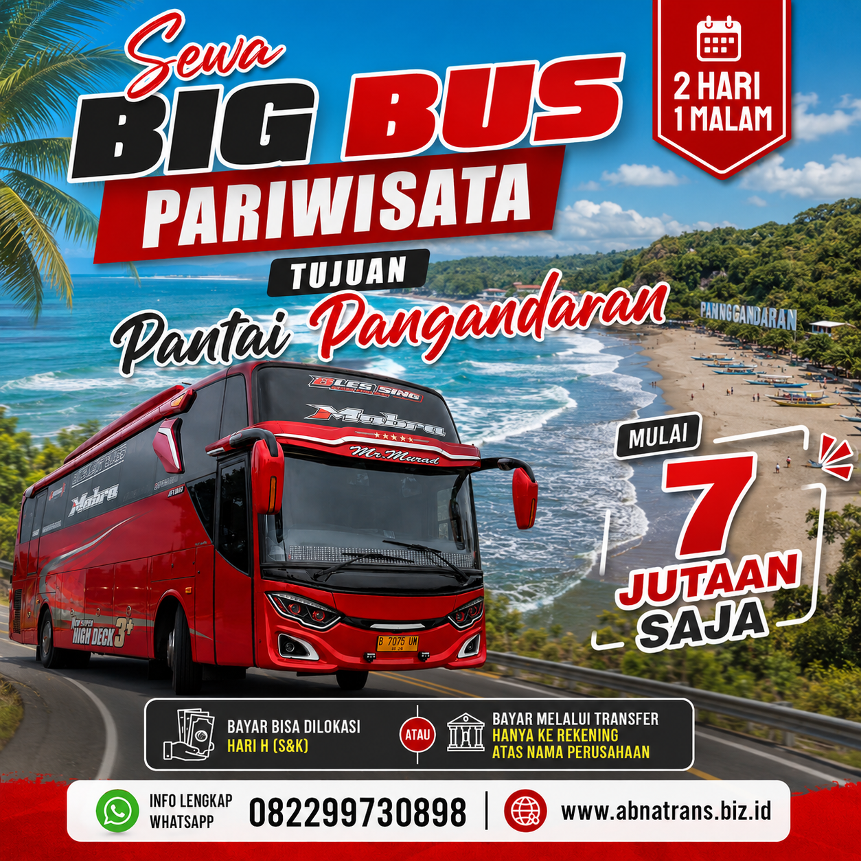 Harga Sewa Bigbus Menginap Pangandaran 